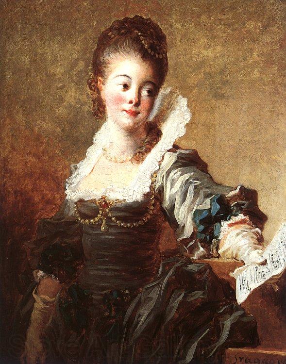 Jean Honore Fragonard Portrait of a Singer Holding a Sheet of Music Norge oil painting art